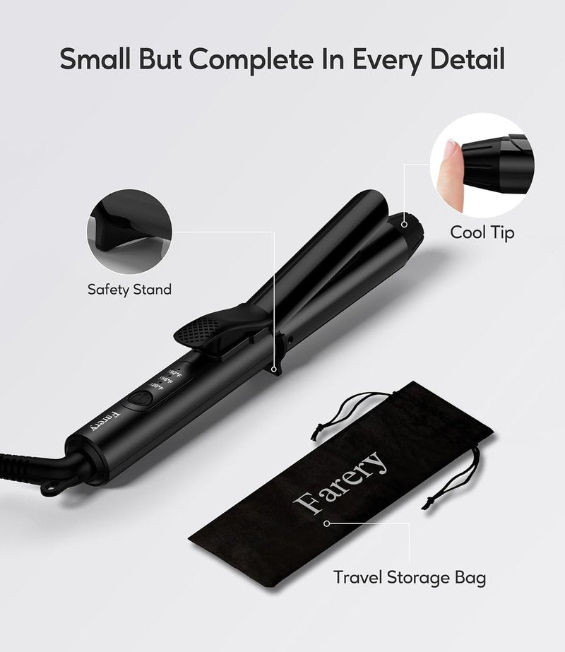 Travel Curling Iron - 1 Inch Mini Ceramic Curler with 3 Temp Settings | Dual Voltage, Auto-Off, Includes Storage Bag