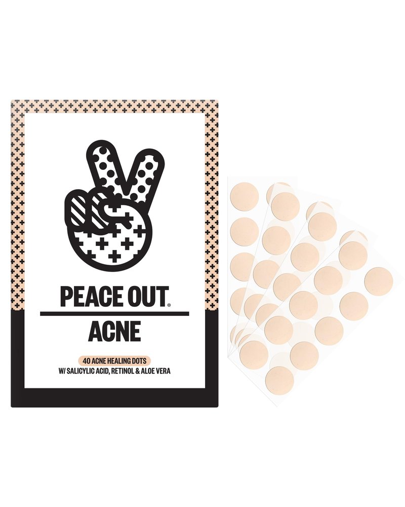 PEACE OUT Acne Healing Dots Hydrocolloid Pimple Patches, Acne Spot Treatment with Salicylic Acid, Retinol, and Aloe Vera for Blemishes and Breakouts (40 count)
