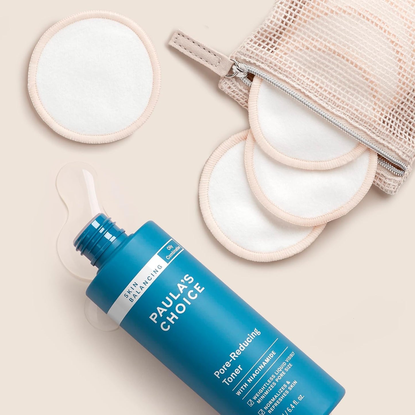 Paula's Choice Pore-Reducing Toner & Eco-Friendly Reusable Cotton Pads Duo | Fragrance-Free, Set of 2