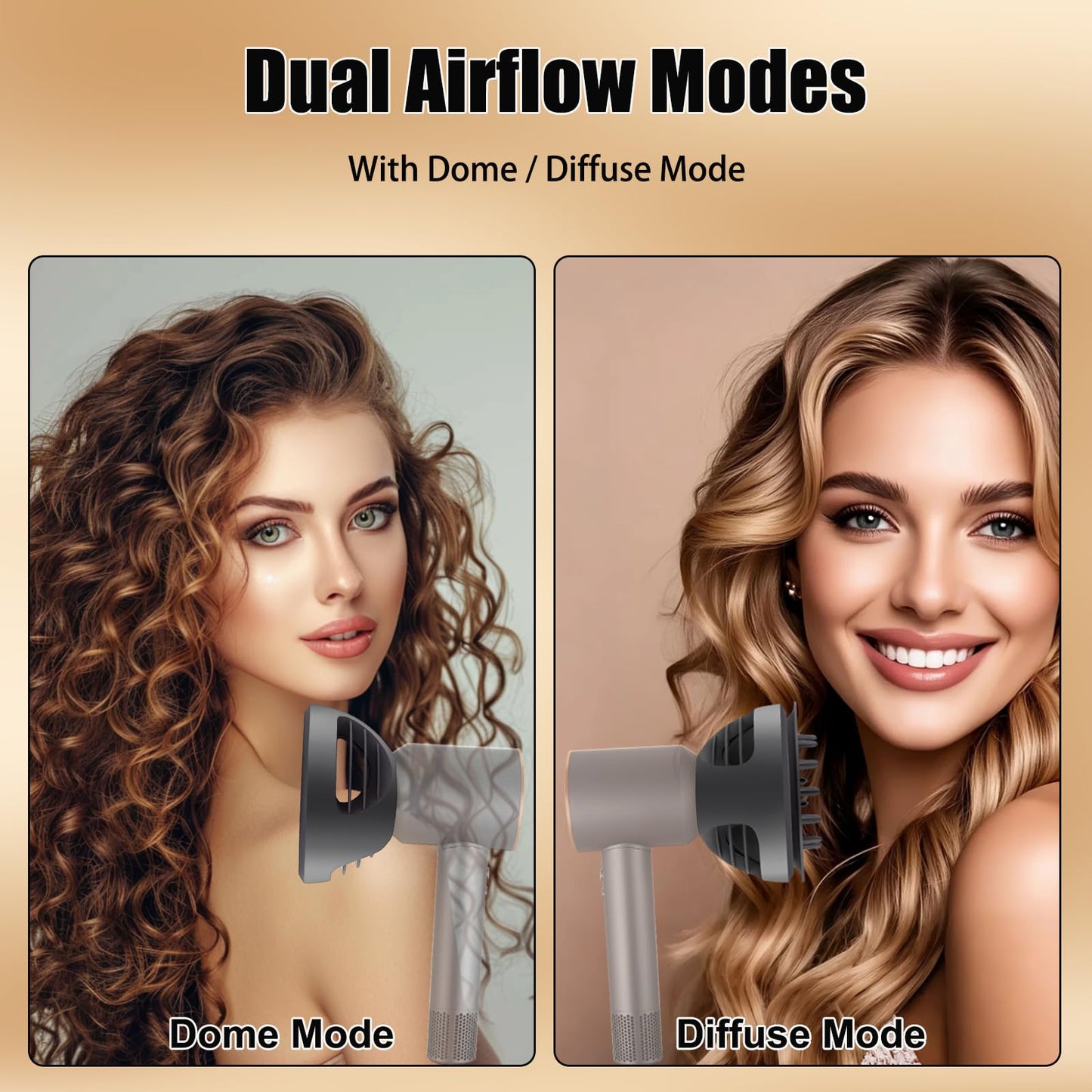 Wave Curl Diffuser Nozzle Attachment for Dyson Supersonic Hair Dryer HD19(Travel) HD01 HD02 HD03 HD04 HD08 HD15, Dome and Diffuse Modes, Fast Drying Wave Curly Thick, Enhanced Curl Definition, Grey