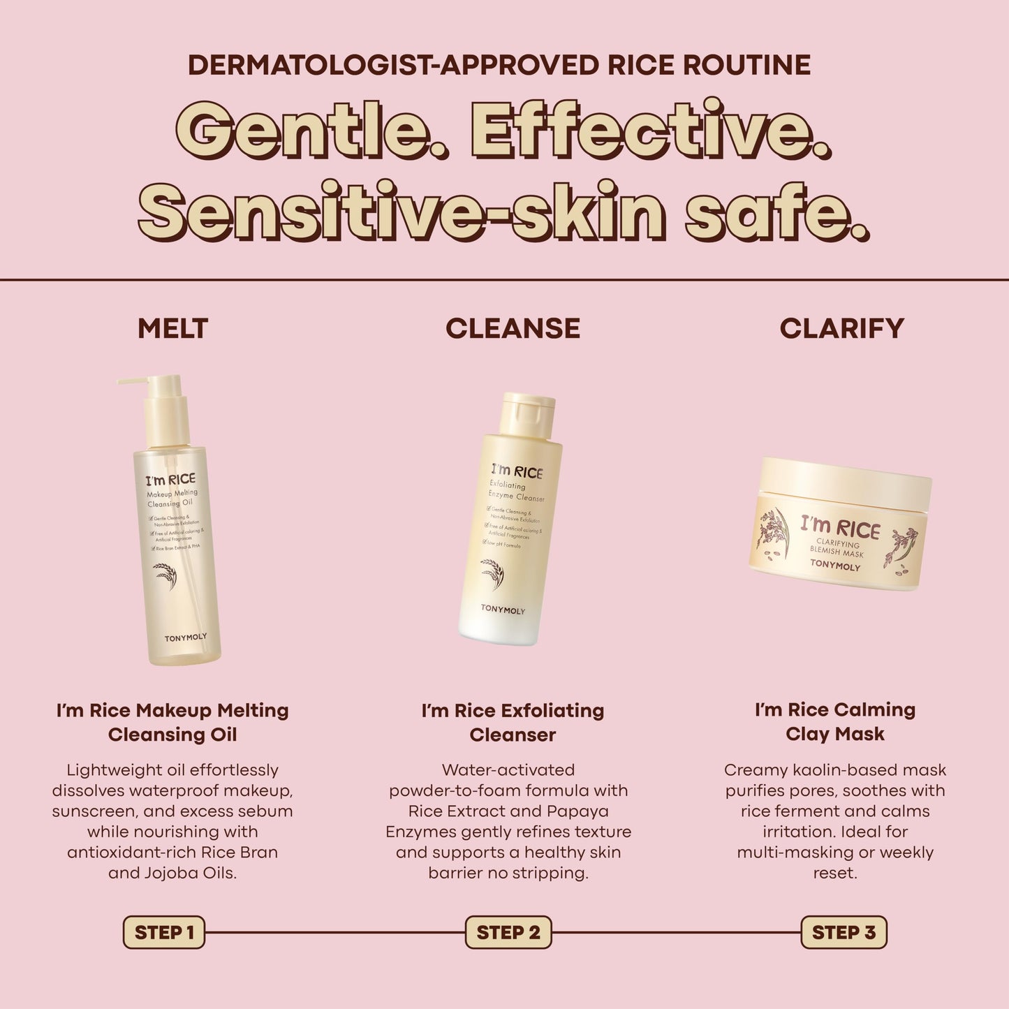 TONYMOLY I’m Rice Makeup Melting Cleansing Oil – 215ml | Gentle Cleanser for Sensitive Skin | Removes Makeup & Impurities | Rice Bran Oil + PHA | Non-Comedogenic, Fragrance-Free, Korean Skincare