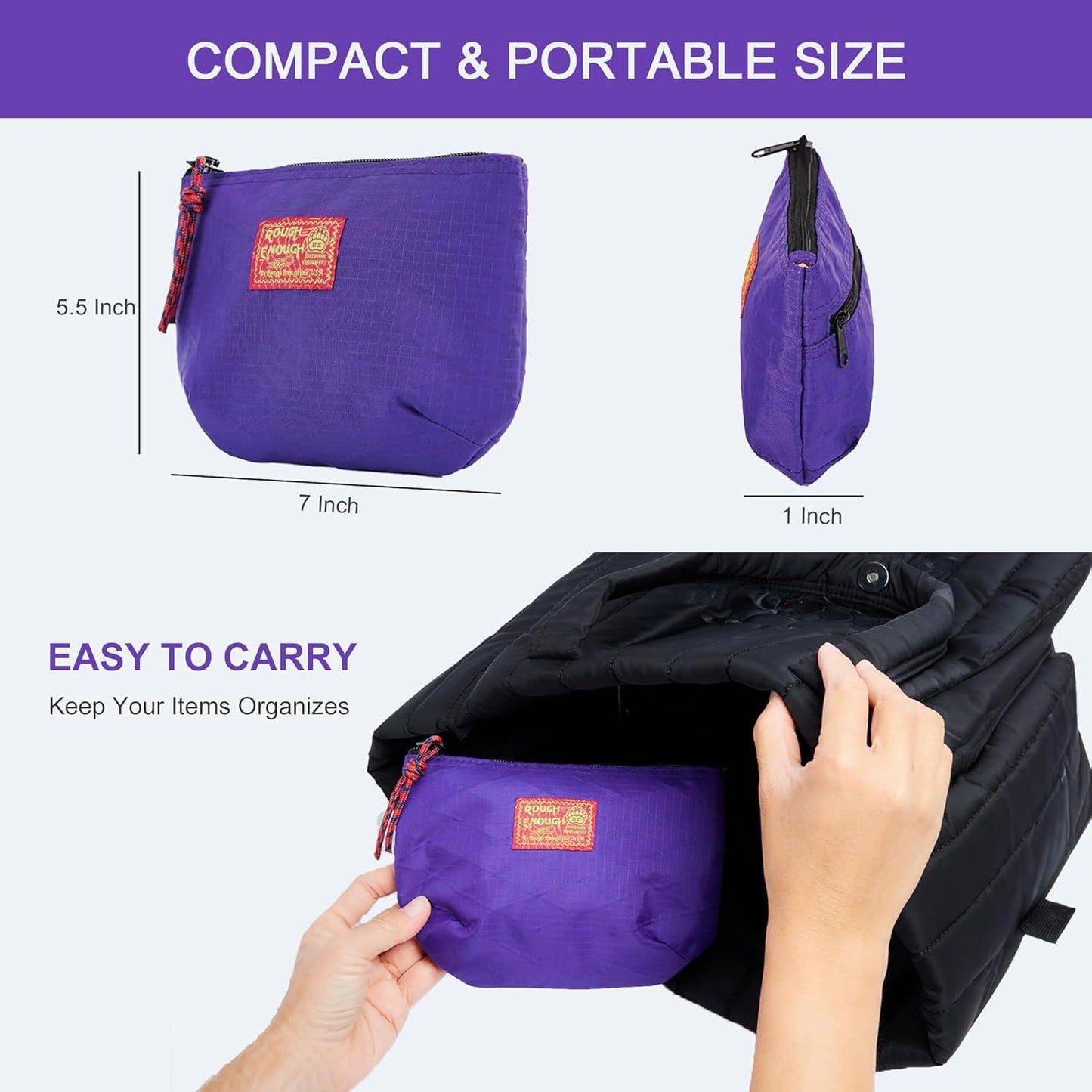 Small Travel Cosmetic Bag - Cute Compact Makeup Pouch with Leak-Resistant Design | Purple