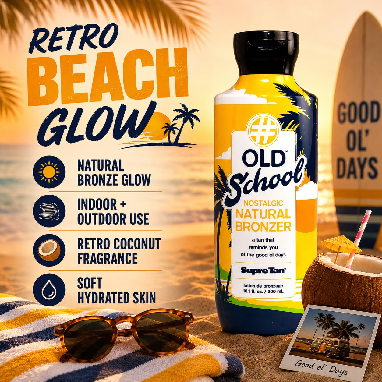 Natural Bronzer - Old School Nostalgic Formula | Paraben & Gluten Free, 10.1oz