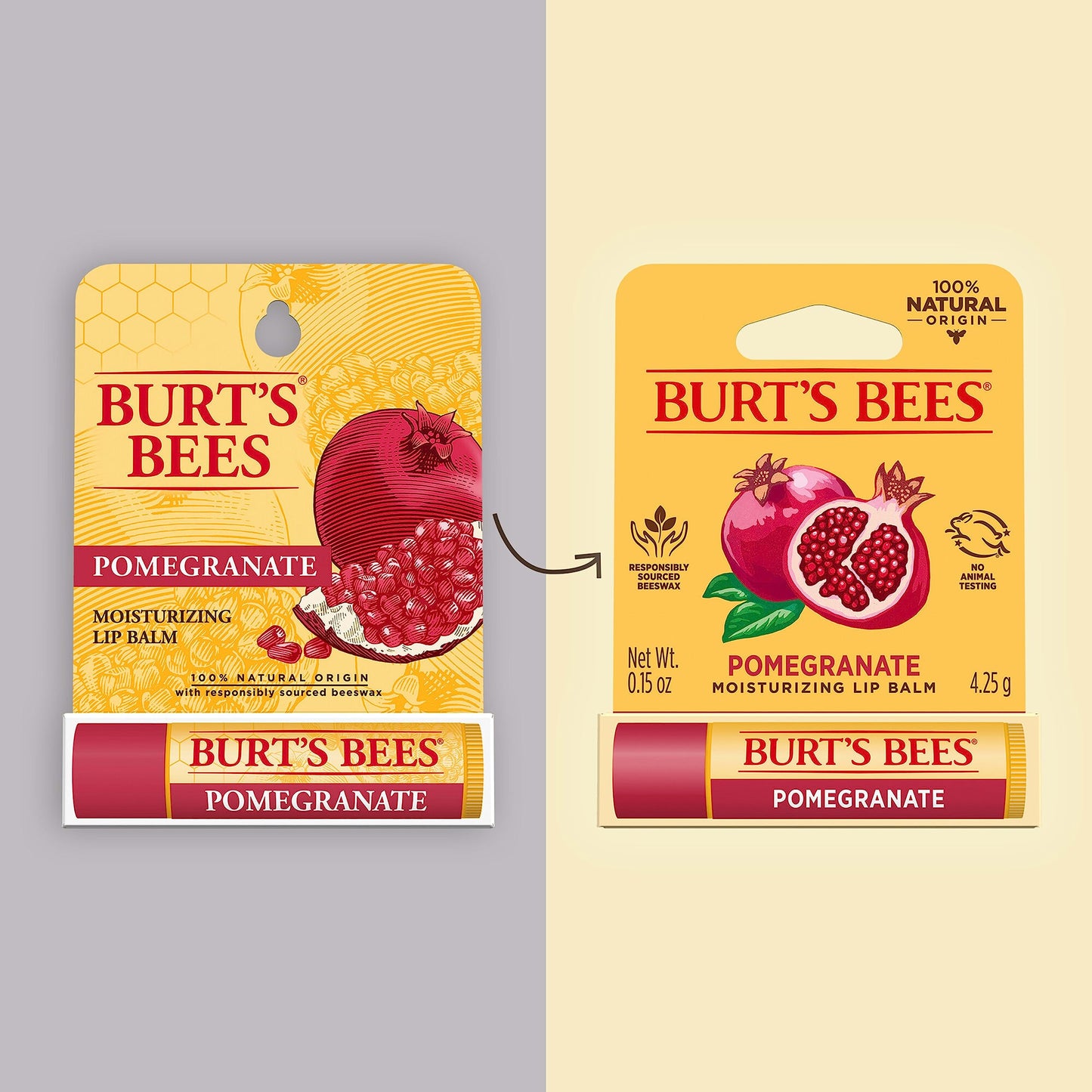 Burt'S Bees 100% Natural Moisturizing Lip Balm, Pomegranate With Beeswax And Fruit Extracts, 0.15 Ounce