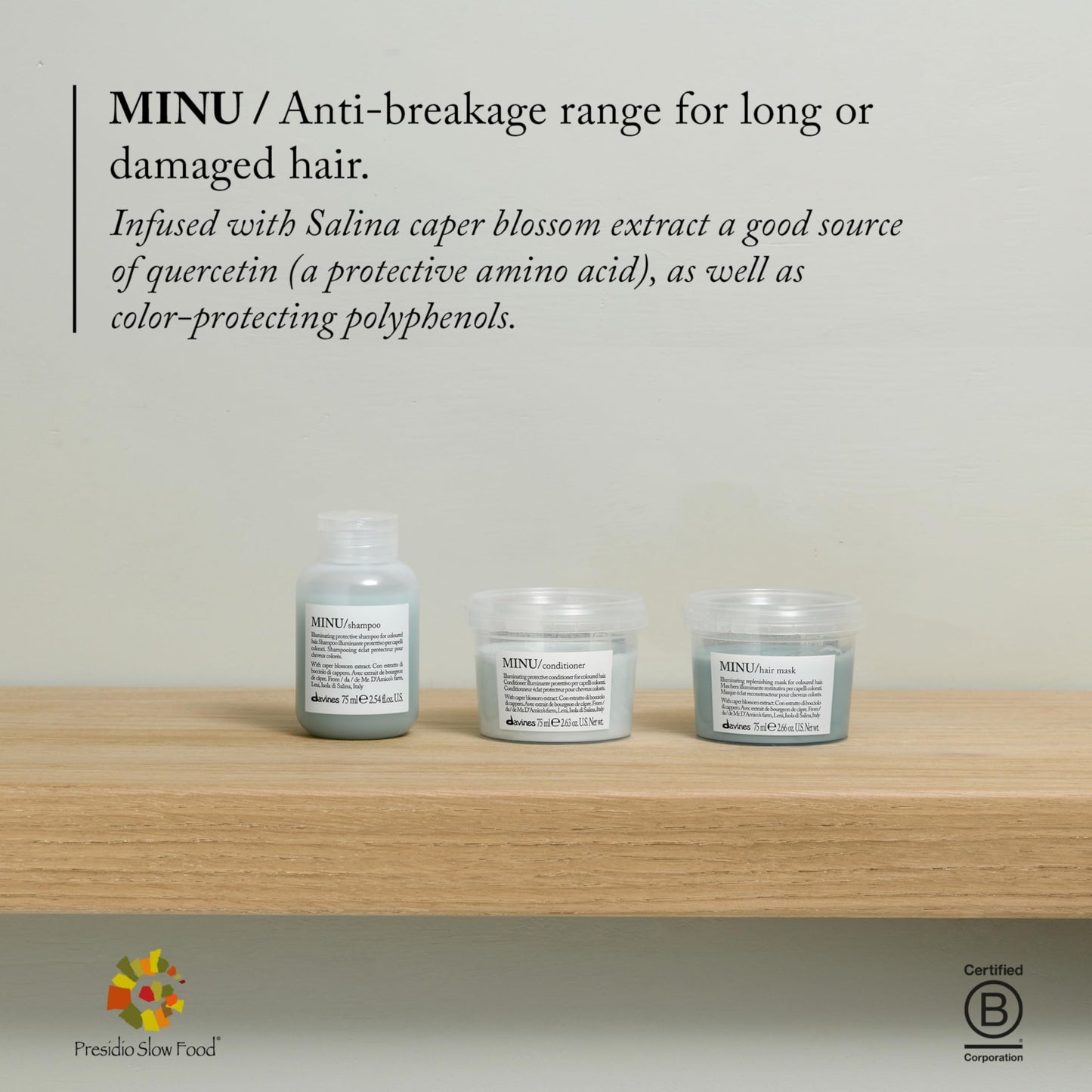 Davines MINU Protective Shampoo & Conditioner for Color Treated Hair, Adds Shine, Detangles, Keeps Hiar Bright & Shiny, Color Retention, Travel Set