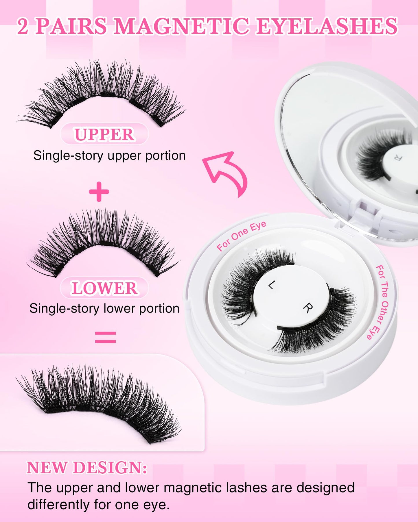EMEDA Magnetic Eyelashes Natural Look No Glue Reusable Magnetic Lashes with Applicator, Faux Mink Lashes Lightweight & Comfortable for Women Sensitive Eyes Daily Makeup with Mirror Case (17)