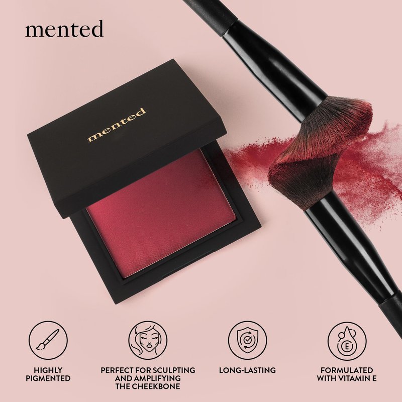 Mented Cosmetics Made in Italy, Cruelty Free Makeup, Vegan, Paraben Free, Shimmer Cheek Blush Palette for Face, Powder Face Blush for Women with Vitamin E, 0.2oz/7g, Clay too Much