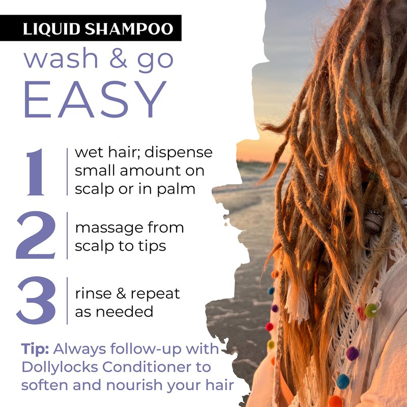Dollylocks Clarifying Liquid Shampoo | Nag Champa | Paraben-free, Plant-Based, Vegan, Residue-Free Loc, Braid, Dreadlock Care | All hair types | 8oz