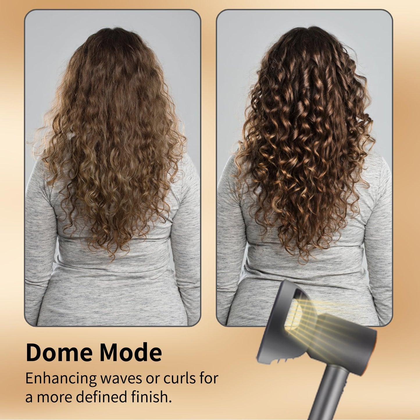 Wave Curl Diffuser Nozzle Attachment for Dyson Supersonic Hair Dryer HD19(Travel) HD01 HD02 HD03 HD04 HD08 HD15, Dome and Diffuse Modes, Fast Drying Wave Curly Thick, Enhanced Curl Definition, Grey