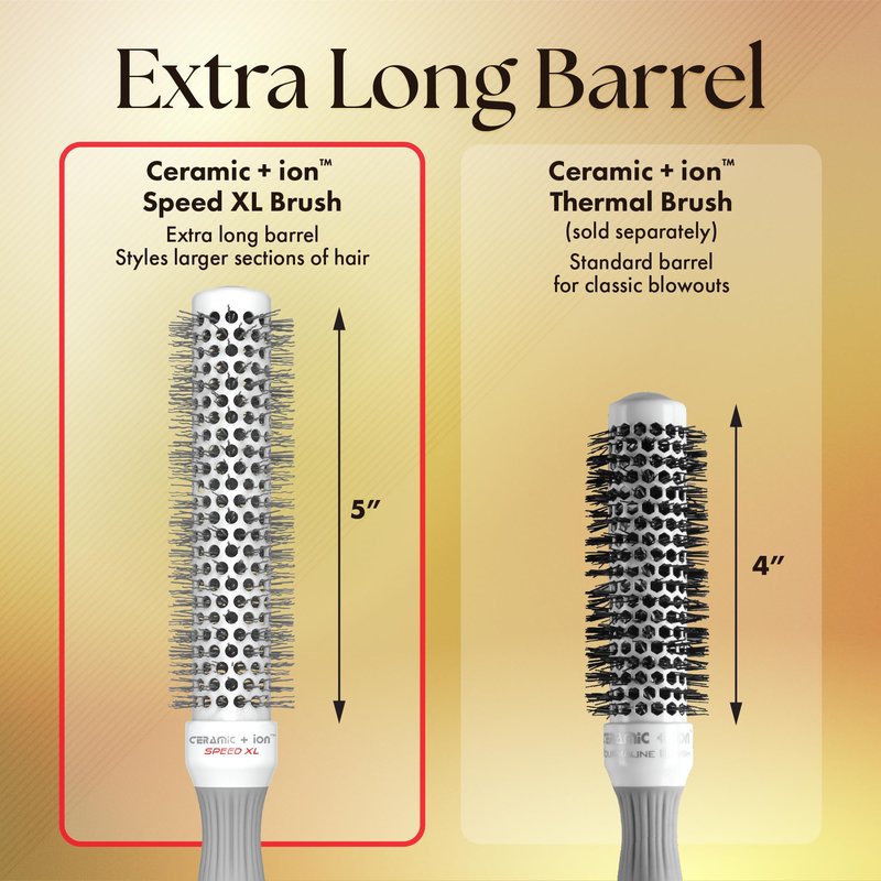 Olivia Garden Ceramic + Ion Speed XL - Extra-Long Round Thermal Hair Brush - Not Electrical - Professional Blowout Brush for Normal to Thick Hair - 2 1/8"- Diameter Barrel - CIXL-55