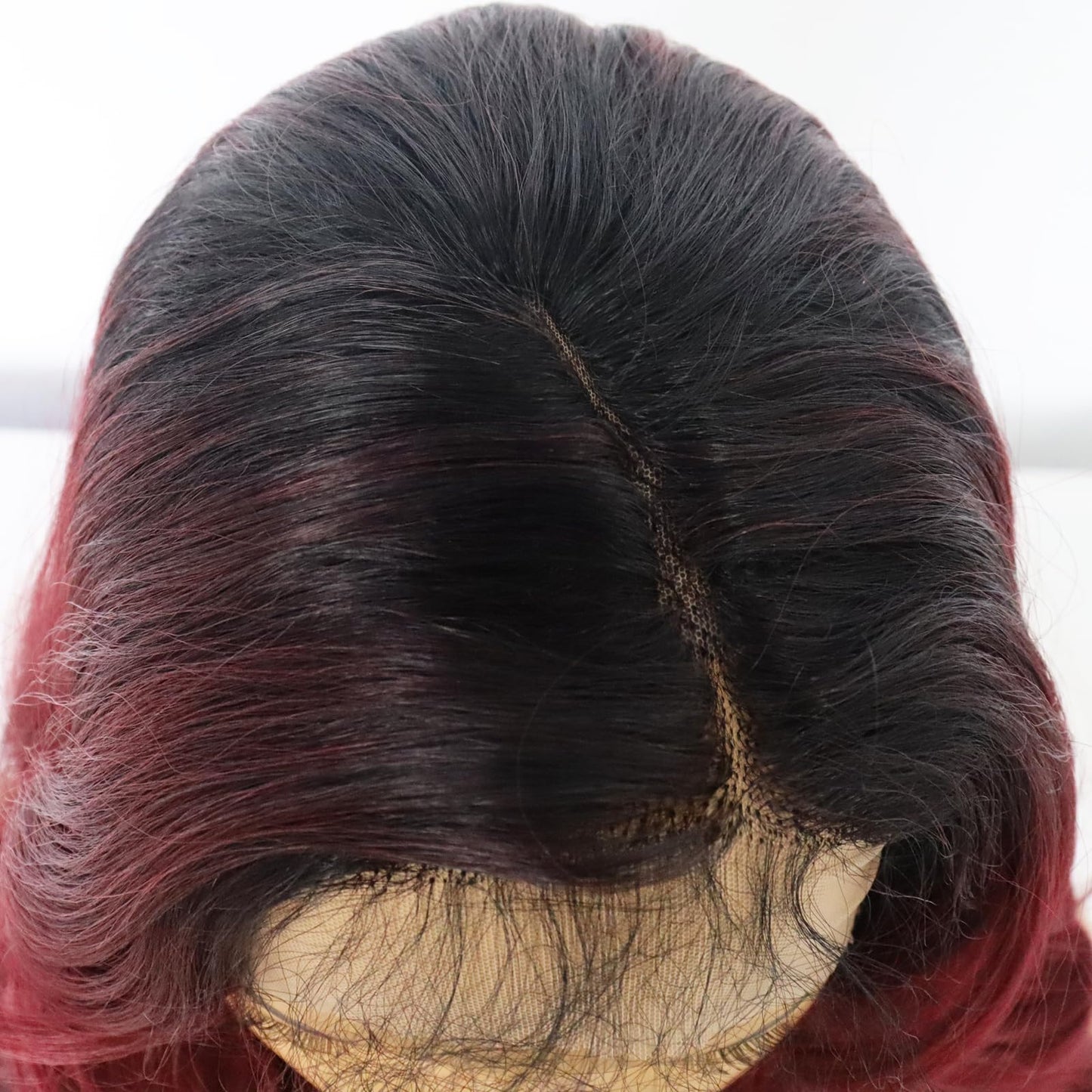 Ebingoo + Wig Cap 26 Inch Burgundy Lace Front Wigs with Dark Roots Wine Red Lace Front Wig With Baby Hair Ombre Red Lace Front Wigs for Women Daily Wear Party