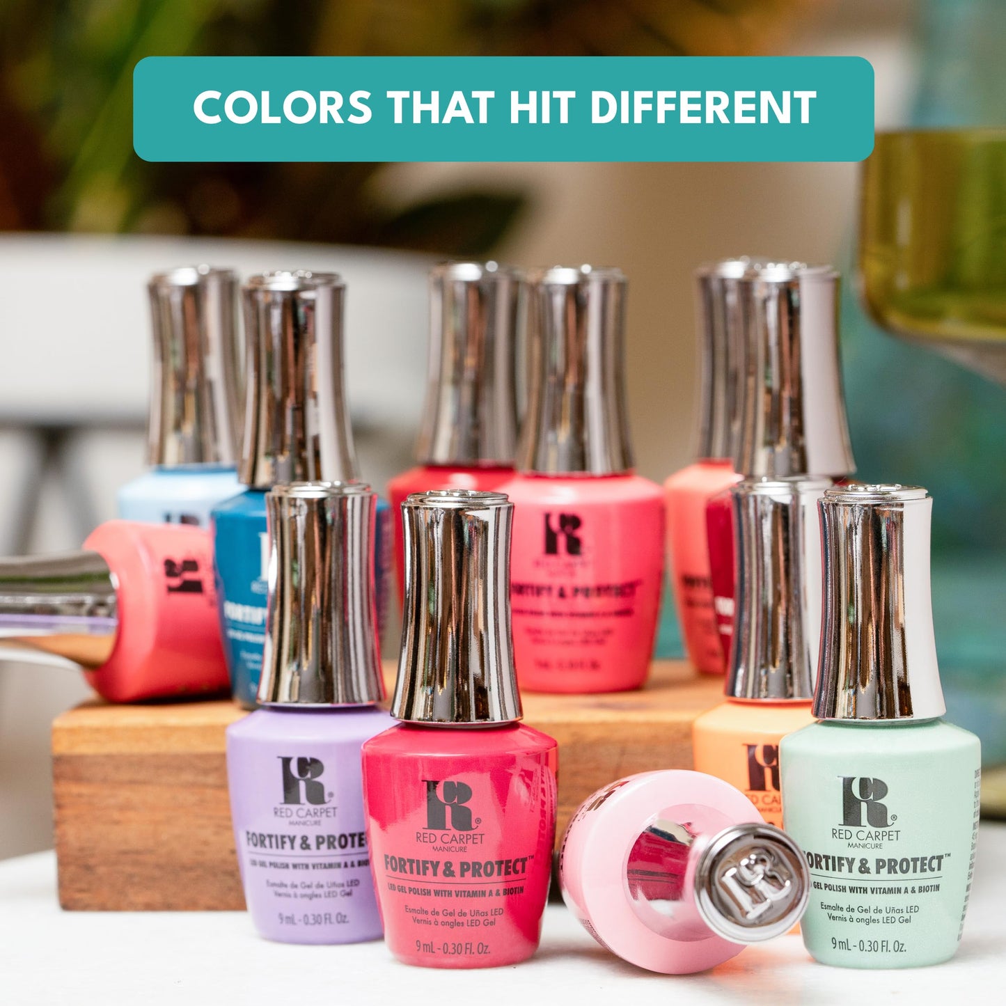 RC Red Carpet Manicure Fortify & Protect Rosy Mauve Crème Gel Polish for Strong, Healthy Nails - Infused with Vitamin A & Biotin - (Made for Me) LED Nail Gel Color, 0.3 Fl Oz