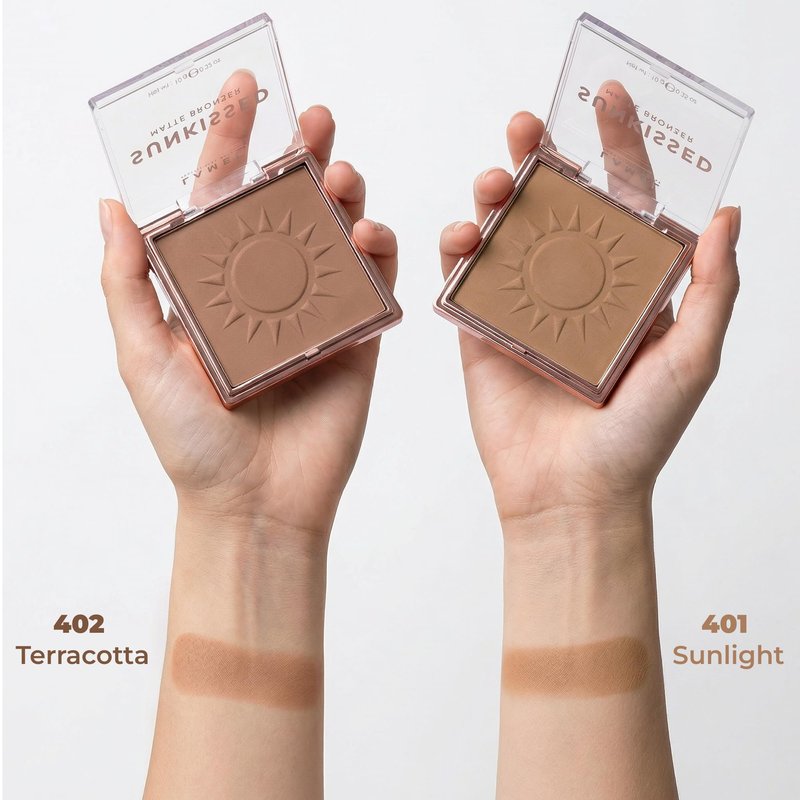 LAMEL Sunkissed Matte Bronzer Face Powder - Non-Shimmer, Long Lasting, Non-Greasy Bronzing Organic Makeup Formula - Matte Finish - Natural Tan Skin - N. 401-0.35oz.