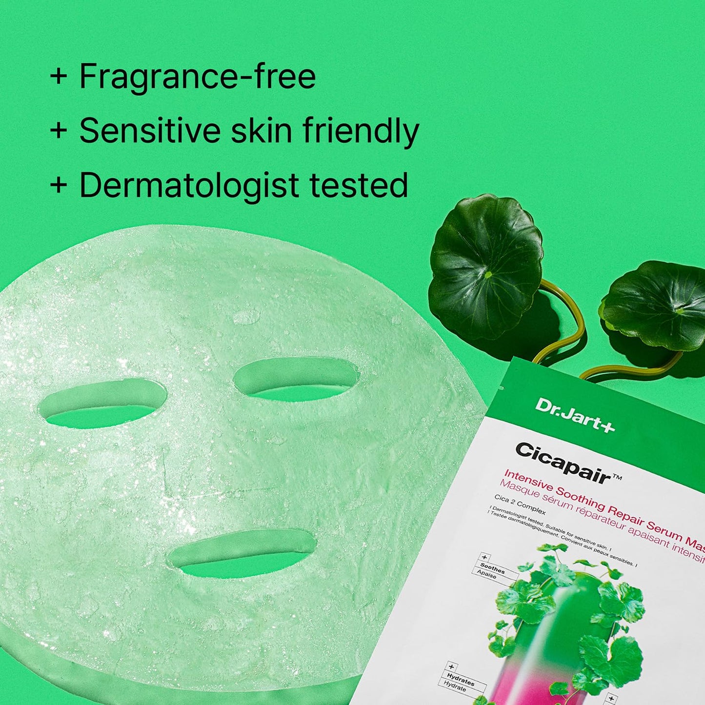Dr.Jart+ Cicapair Sensitive Skin Serum | Korean Face Mask for Redness Relief with Centella Asiatica - 5 Sheets