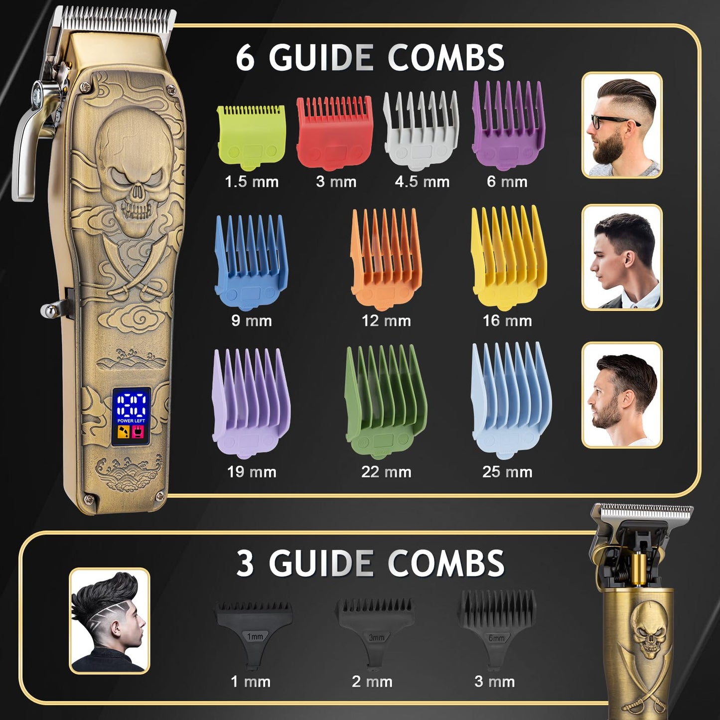 Audoc Professional Cordless Hair Clippers for Men Pro Li Outliners Trimmer Low Noise Hair Trimmer for Men Quiet Metal Housing Hair Cutting Kit for Home Barber Kid Father