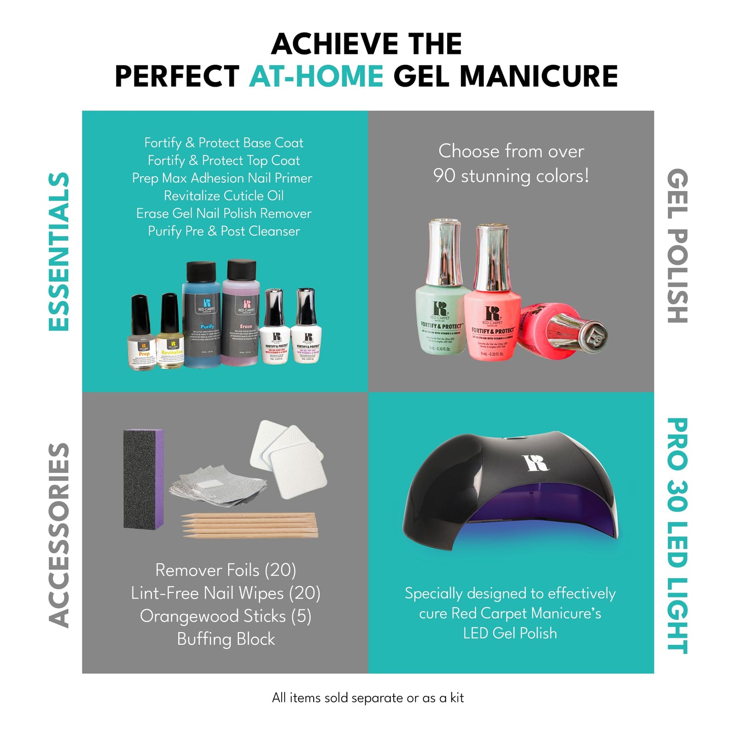 RC Red Carpet Manicure Fortify & Protect Rosy Mauve Crème Gel Polish for Strong, Healthy Nails - Infused with Vitamin A & Biotin - (Made for Me) LED Nail Gel Color, 0.3 Fl Oz