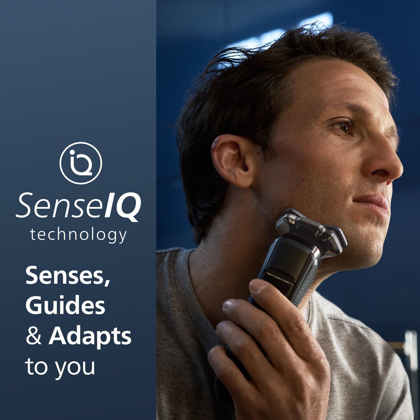 Philips Norelco 9400 Rechargeable Wet/Dry Electric Shaver with SenseIQ and Comfort Glide Ring Technology, Battery Powered, Silver, S9502/83