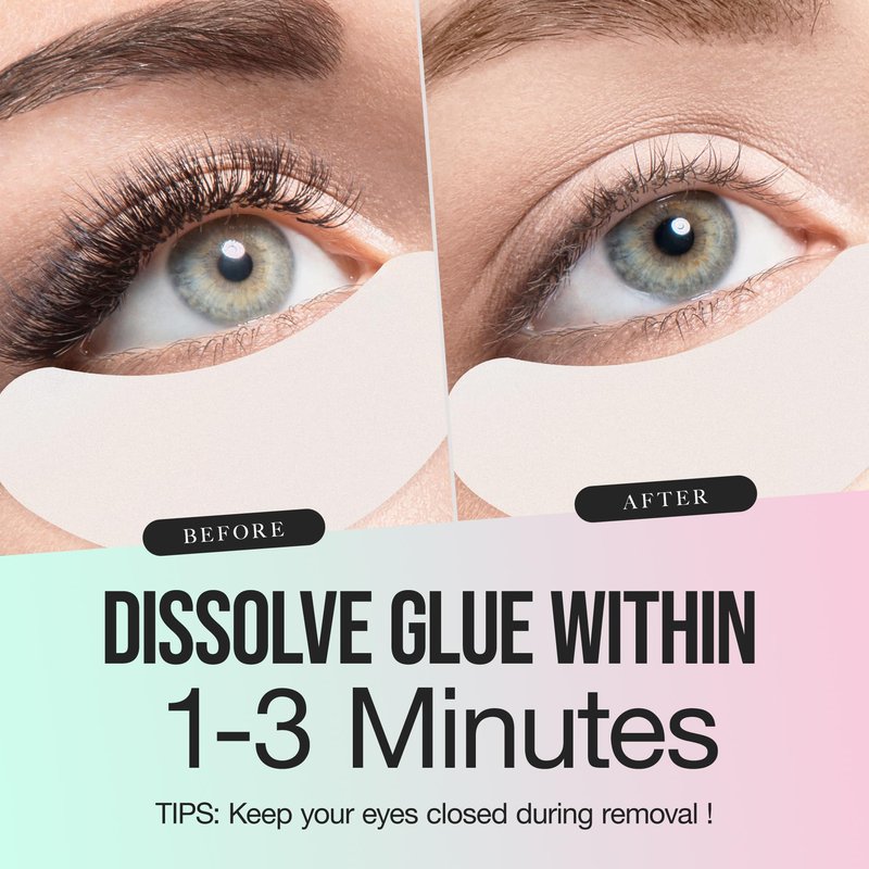 LASHVIEW Lash Glue Remover Cream Gentle Aloe Low Irritation Eyelash Remover Kit for Lash Extensions with Eye Patches & Cotton Swabs(10g)