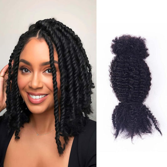 Spring Twist Bulk Human Hair - 100% Afro Kinky for Crochet Styles | Can Be Dyed & Bleached, 50g