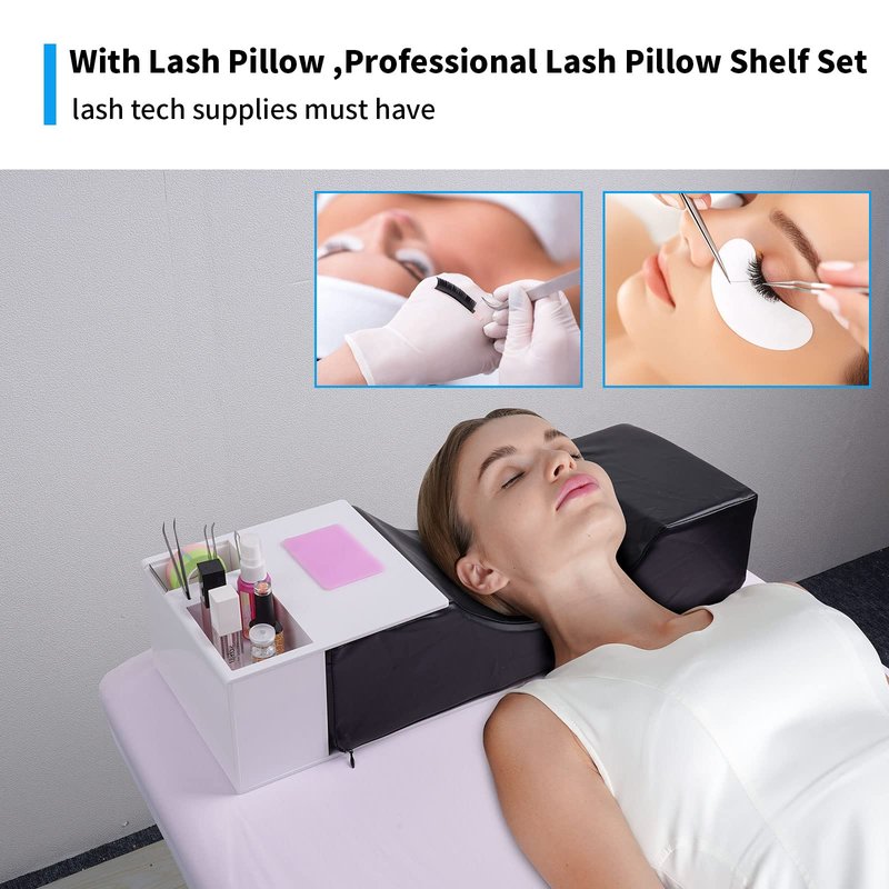 Eyelash Extension Pillow Shelf Stand with Tape Dispenser Cutter, Makeup Tool Display Cabinet Shelves, Tool Organizer for Eyelash Extension Pillow