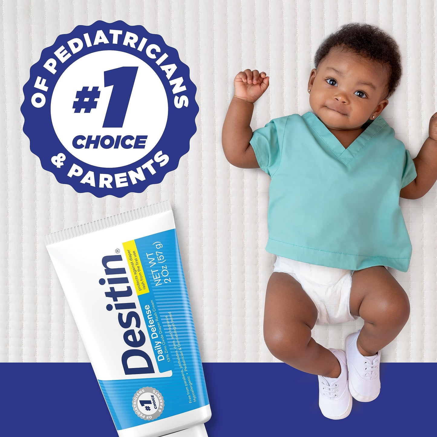 Desitin Daily Defense Baby Diaper Rash Cream with 13% Zinc Oxide Barrier Cream to Treat, Relieve & Prevent Diaper Rash, Hypoallergenic, Dye-, Phthalate- & Paraben-Free, 4 oz, 6 Pack