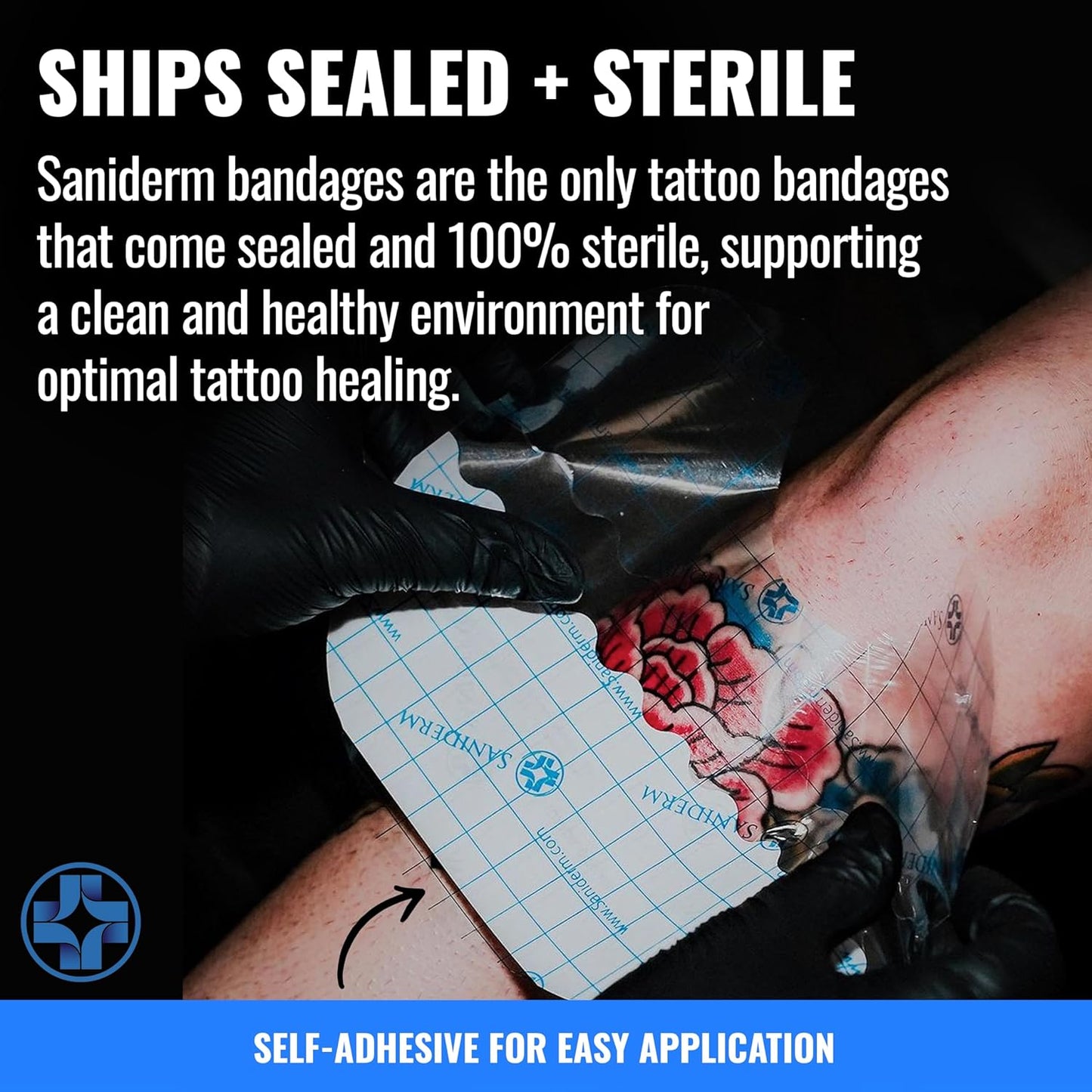 Saniderm Tattoo Aftercare Bandage - Sterile, Waterproof Protection | Large Pack (8 in x 10 in) for Faster Healing