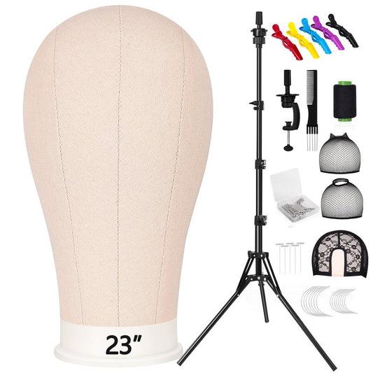 Pet Baby 63In Wig Stand Tripod with 23In Head, Canvas Wig Head Stand with Mannequin Head for Wigs Manikin Head Block Set for Wigs Making Display