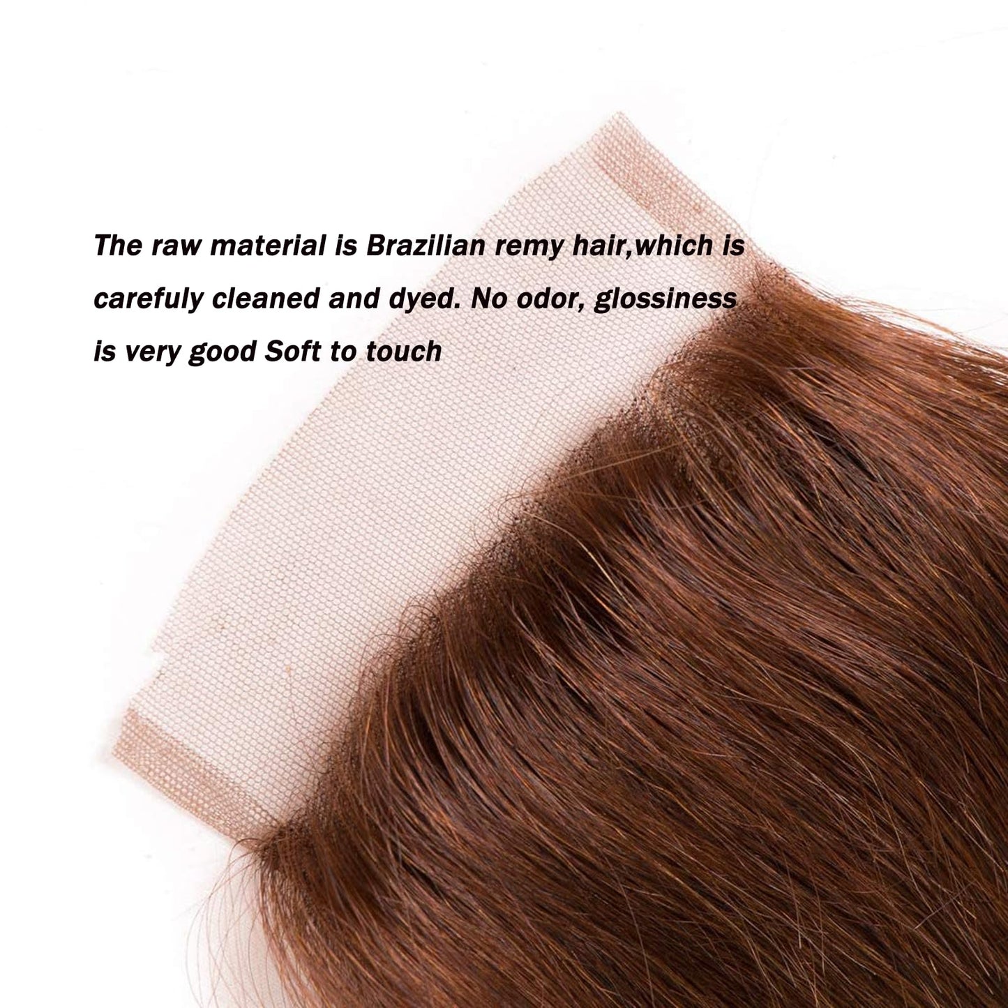 5x5 Brown Transparent Lace Closure Chocolate Human Hair 5x5 Straight Pre Plucked Natural HairLine Knots Bleached Baby Hair Brazilian Virgin Remy 10 inch