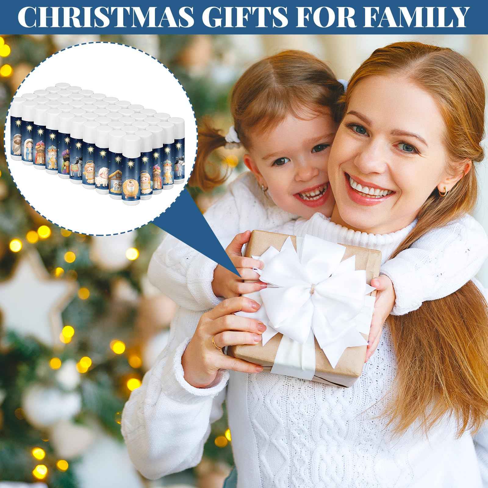 50 Pcs Nativity Lip Balm Gifts Advent Calendar 2024 Bulk Christmas Stocking Stuffers Christian Religious Holiday Party Gifts Favors Treat Goodies for Women & Men