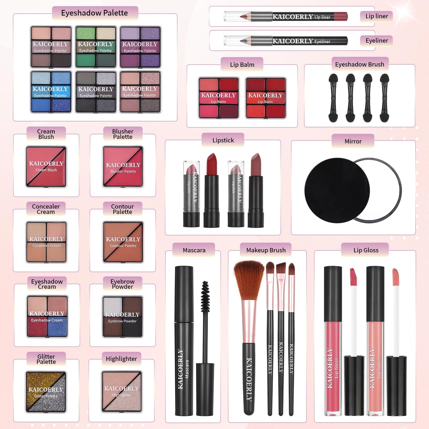 Makeup Kit for Women Girls, Fashionable Make Up Present Set for Beginners Professionals Traveler with Case, Makeup Essential with Eyeshadow Palette, Lip Gloss, Mascara,Foundation Face Primer(Rainbow)