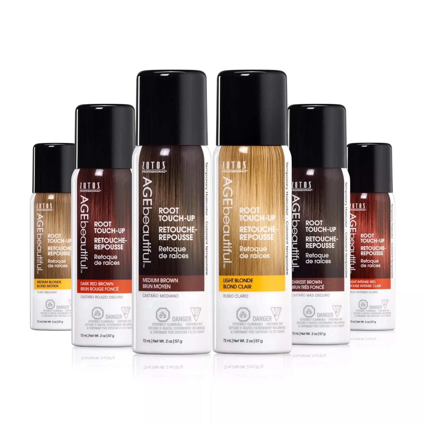 AGE beautiful Root Touch Up Hair Color Spray, Temporary Gray Root Concealer for Roots, Hairline & Thinning Hair, Adds Volume, Water & Sweat Resistant, Black, 2 Fl Oz