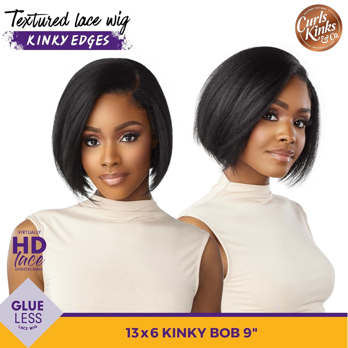 Kinky Bob Wig - 13X6 Lace Frontal with Natural Kinky Texture | 9 Inch for 3C to 4C Hair (1B Off Black)