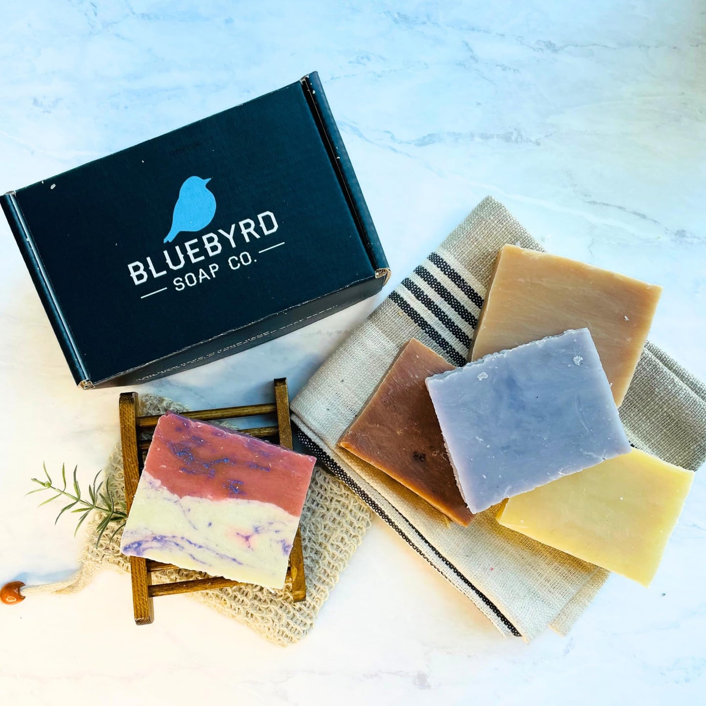 Bluebyrd Soap Handmade Bar Set for Women – 5 PC Fresh Fruity Scents: Cherry Almond, Pear, Cucumber Melon, Mango, Coconut – Natural Soaps – Great for Anniversary & Wedding Gifts – Gift Ready Boxed Set