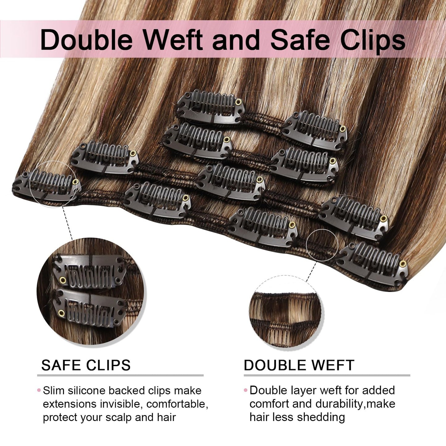 Sweetmet Air2.0 Clip in Hair Extensions Real Human Hair 20inch 4pcs Color #2 Dark Brown Remy Real Human Hair Extensions Clip ins 60g Thick Seamless Double Weft for Women（#2-20inch）