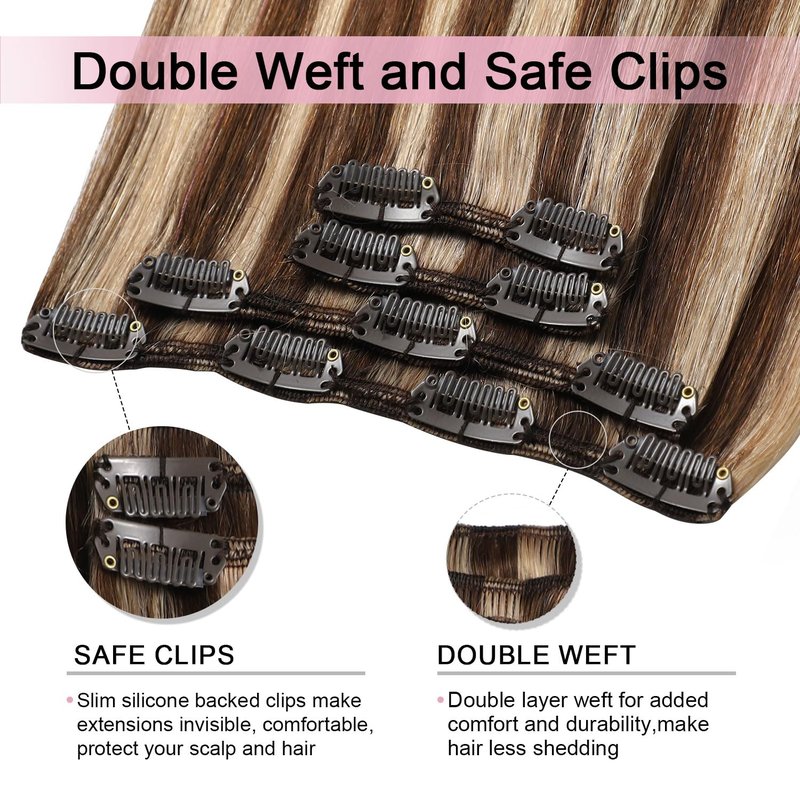 Sweetmet Air2.0 Remy Clip in Extensions Real Human Hair Color #1B Natural Black Remy Clip in Hair Extensions Real Human Hair 18inch 60g 4pcs Seamless Double Weft for Women（#1B-18inch）