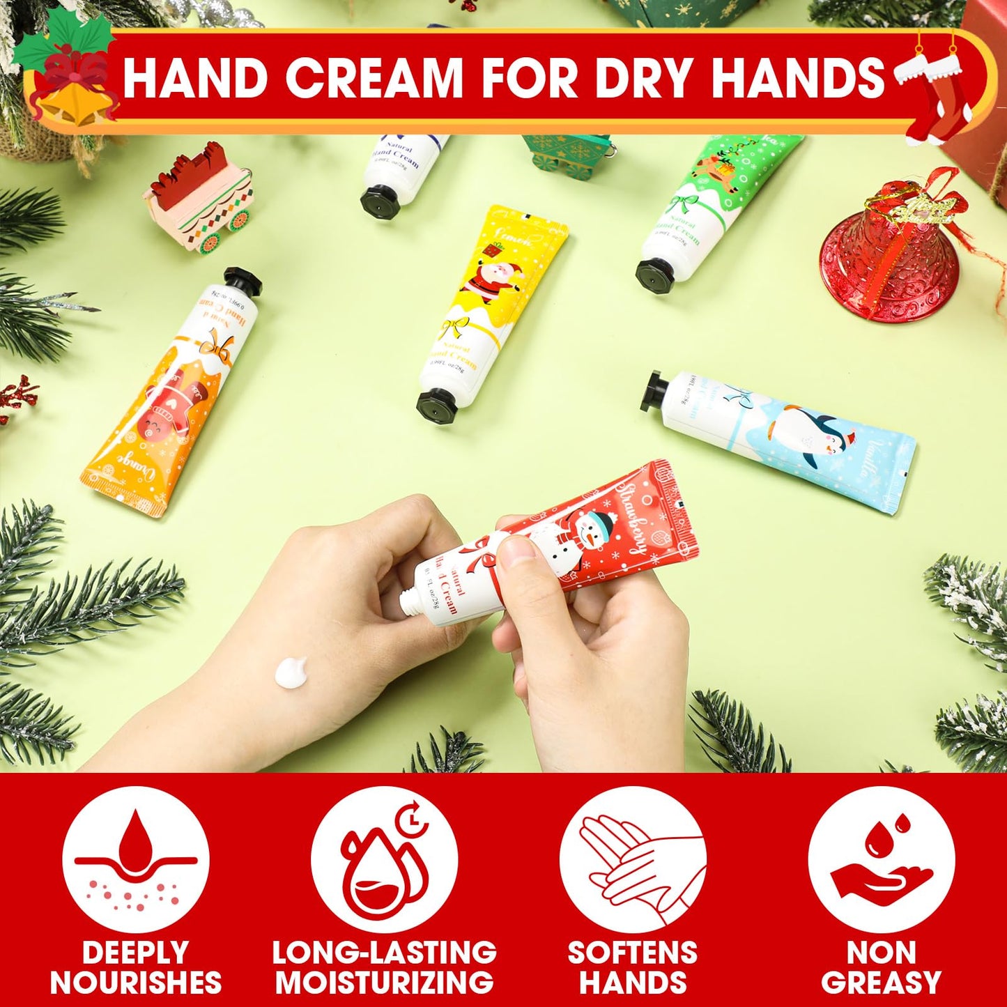 Heigble 60 Pcs Christmas Gifts Hand Cream Bulk for Women Shea Christmas Hand Lotion for Dry Skin Travel Hand Cream Bulk for Men Women Christmas Gift Stocking Stuffers, 6 Different Fragrances