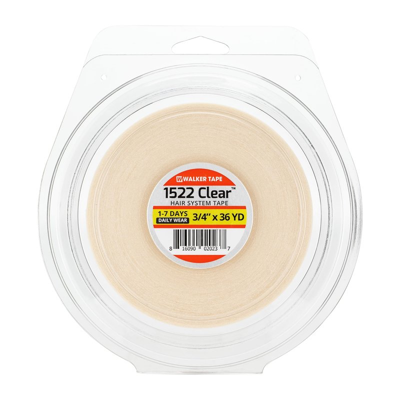Walker Tape 1522 Clear Roll 3/4 x 36 Yards for Wig Installs, Lace Systems, Toupee Applications, Hair Tape Prep and Adhesive Strips Use Offering Hypoallergenic Comfort, Daily Wear Hold and Low Residue