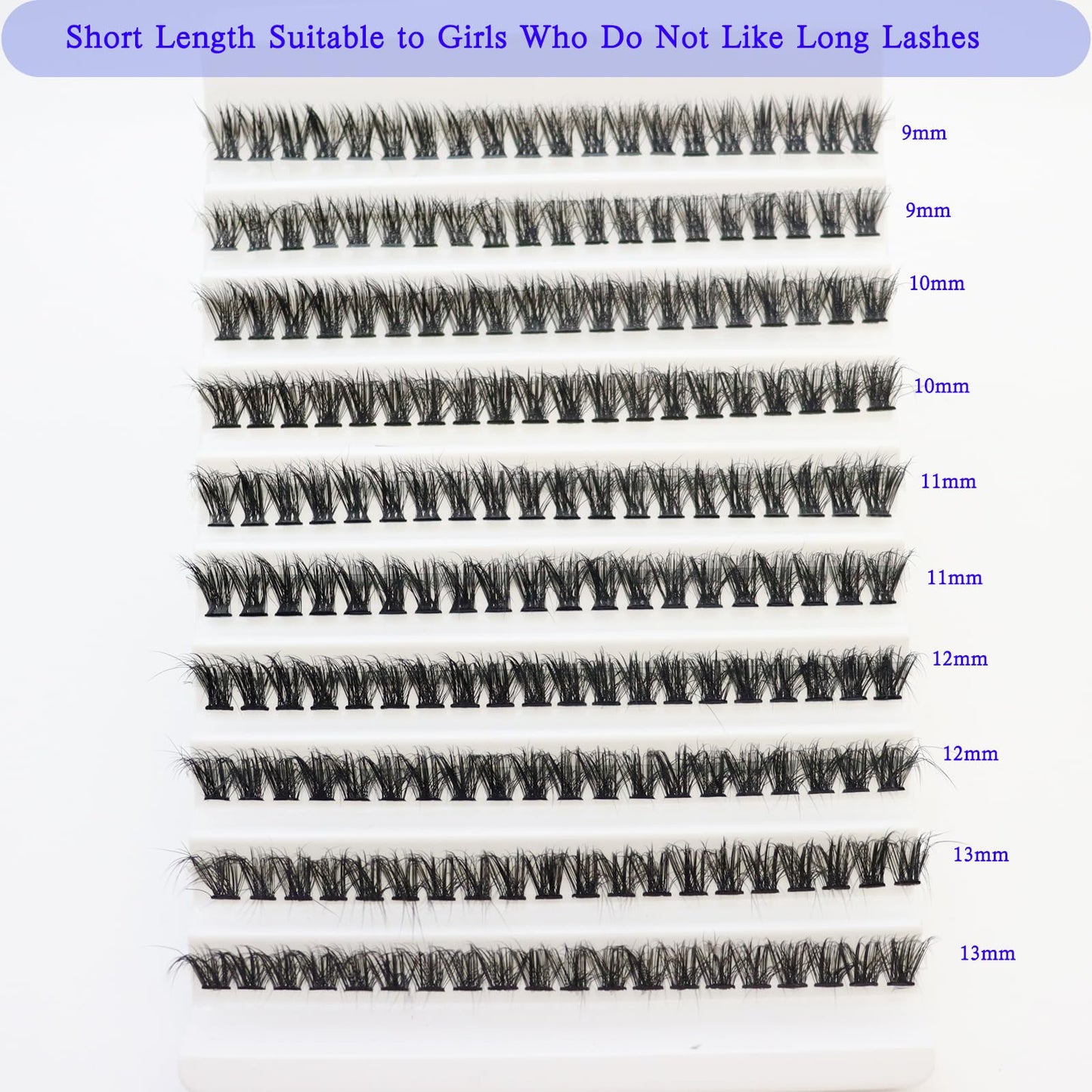 DAODER Short Lash Extension Kit 50D Natural Lash Clusters Wispy Fluff Eyelash Extensions D Curl Individual Lashes 9-13MM Thick Eyelashes Clusters Bond and Seal(Thick Short Eyelash Extension Kit 50P)