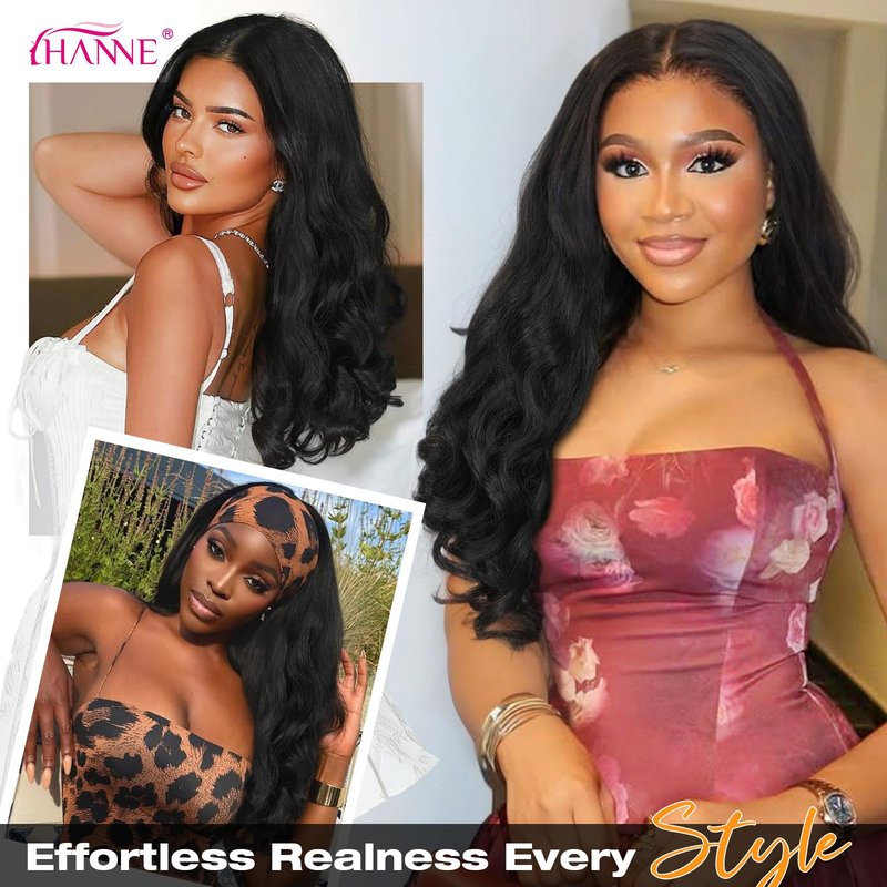 HANNE Yaki Curly V Part Wig U Part Synthetic Half Wigs for Black Women 22 Inch Heat-Resistant Hair Replacement Wig (Natural Black)