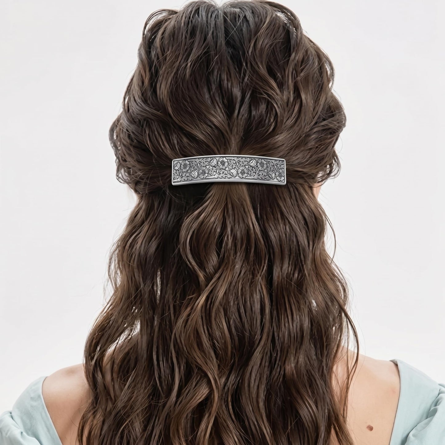 Danforth Wild Rose Hair Barrette – Handcrafted Pewter Hair Barrettes For Women – Thick Hair Clips For Women – ¾” x 3 ½”, Made In USA