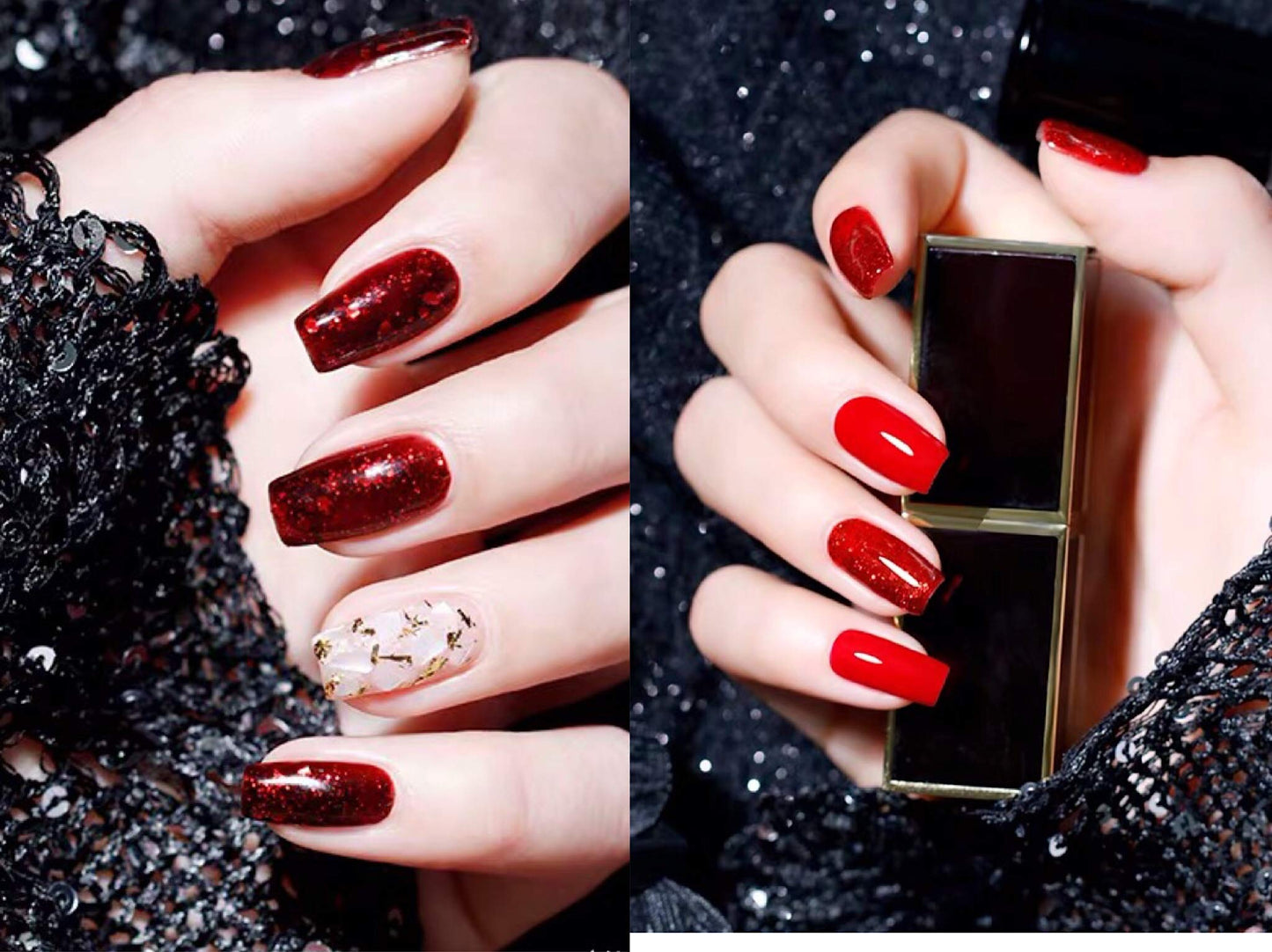 Vishine Glamour Red Gel Nail Polish Kit 8ML 6 Bottles Soak Off Nail Gel Polish Manicure Series UV LED Lamp Required Gift Box Nail Art