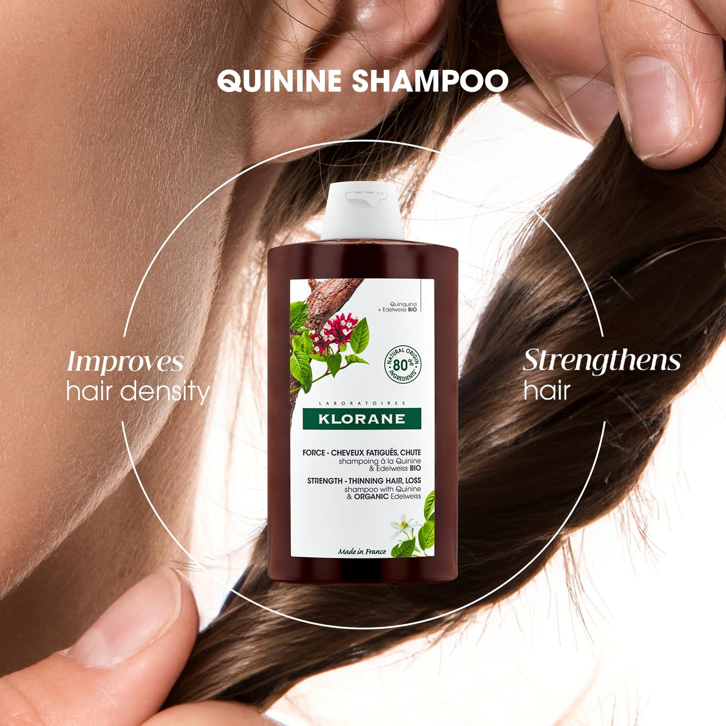 Klorane Strengthening Shampoo with Quinine-Dermatologist-Tested-Natural Alternative Thickening Shampoo for Hair Thinning-Support Stronger,Healthier Hair for Men&Women-13.5 fl. oz.,(Pack of 2)