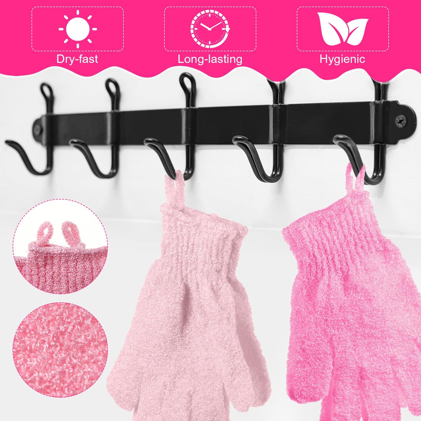 Cuffbow 90 Pcs Exfoliating Bath Gloves Body Scrub Bath Gloves with Hanging Loop Colorful Scrub Exfoliate Glove for Men Women Beauty Spa Massage Skin Shower Body Scrubber(Pink)