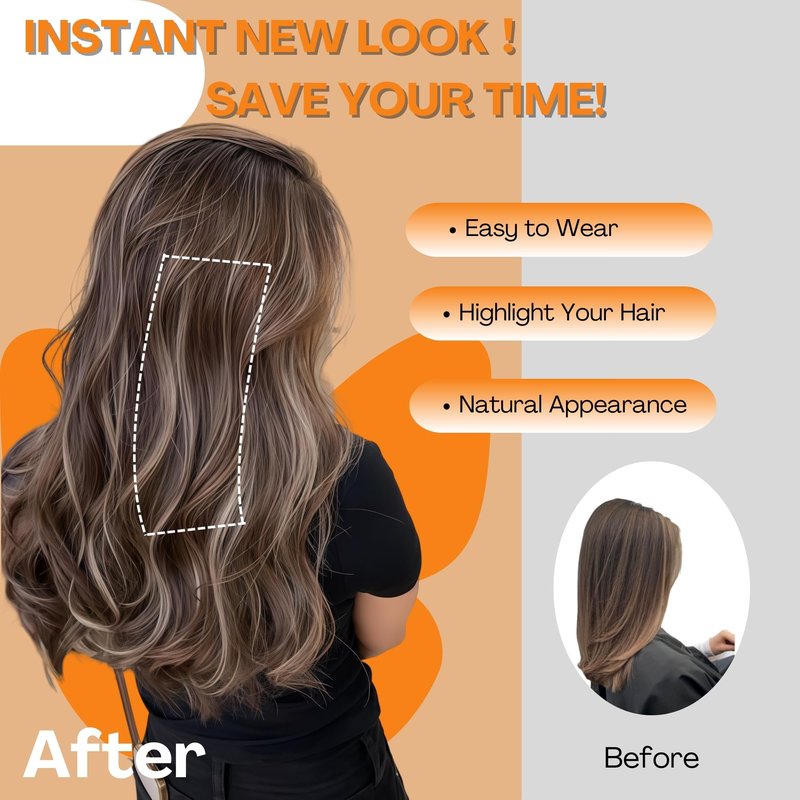 Single Clip In Hair Extensions Real Human Hair, Short Hair Extensions Clip Ins, Remy Balayage Highlight Seamless Hairpieces for Women 6 Pcs 12 Inch 33g Medium Brown Mixed Honey Blonde