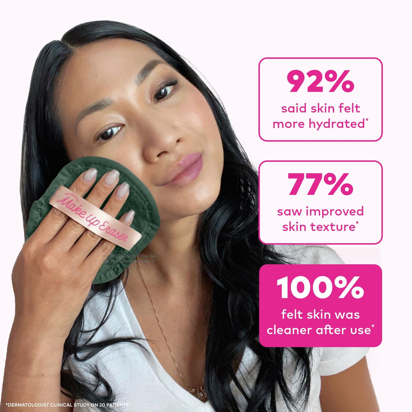 The Original MakeUp Eraser 7-Day Set, Erase All Makeup with Just Water, Including Waterproof Mascara, Eyeliner, Foundation, Lipstick, Sunscreen, and More! Eat Your Greens Neutrals, 7ct.