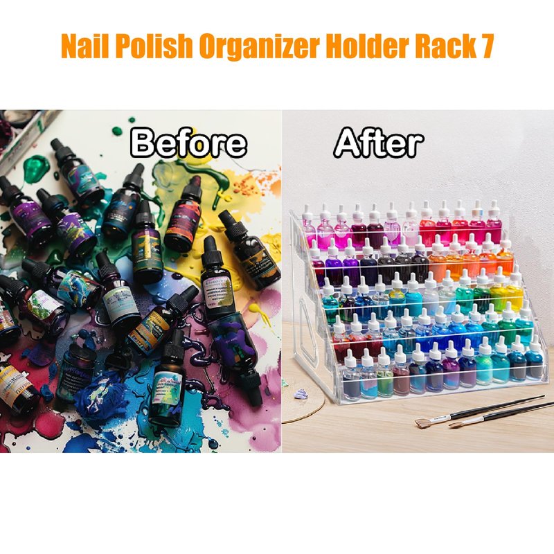 QuZCarious Acrylic Nail Polish Organizer Rack,2 Pcs 7 Tier Nail Polish Holder Stand,Sunglass Organizer, Essential Oils Storage Shelf, Holds Up to 84 Bottles