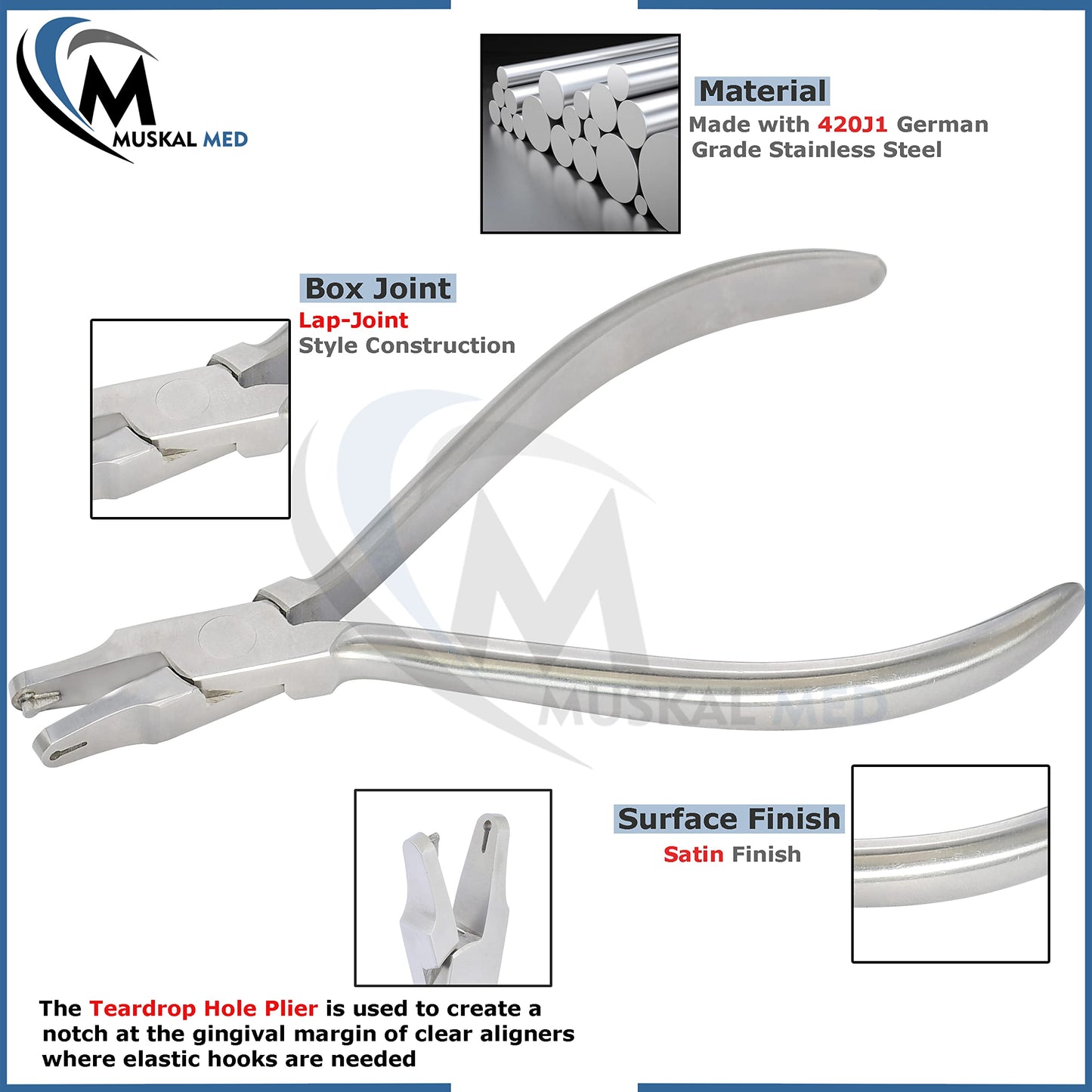 VISION TEK MED Orthodontic Dental Tear Drop Pliers Thermal Forming Retainer Clear Aligner Braces Plier