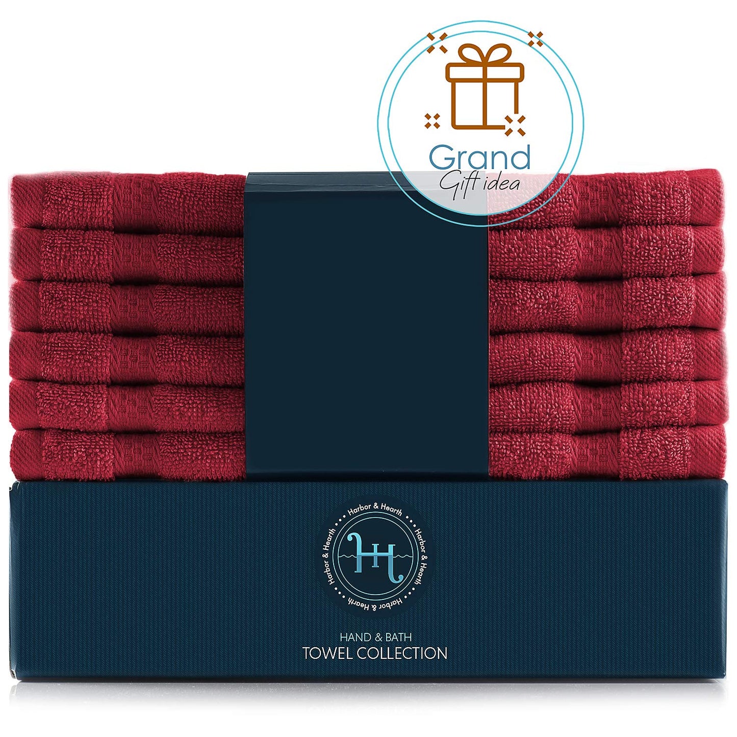 Hearth & Harbor Washcloths 12 Pack - 100% Cotton Washcloth for Body and face, High Absorbent and Soft 13"x13" Body Wash Cloth, Quick Dry - Red Washcloths