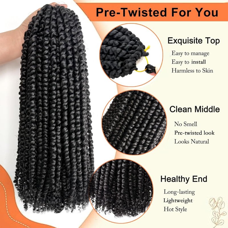 Sunsmilely 8 Packs Passion Twist Hair Pre Twisted 14 Inch Passion Twist Crochet Hair Pre Looped Crochet Braids for Black Women Synthetic Natural Black Curly Braiding Hair Extensions