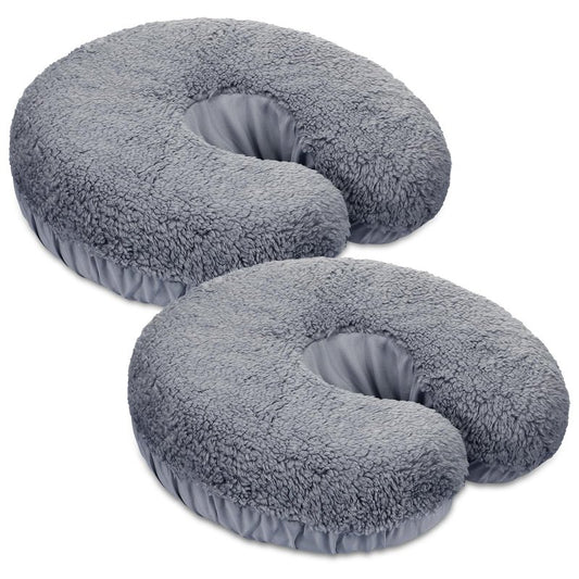 Mixweer 2 Pcs Massage Face Cradle Cover Fleece Massage Table Headrest Cover 14.6'' x 13'' Beauty Bed Headrest Pillow Pad, Exclude Pillow Insert(Gray)